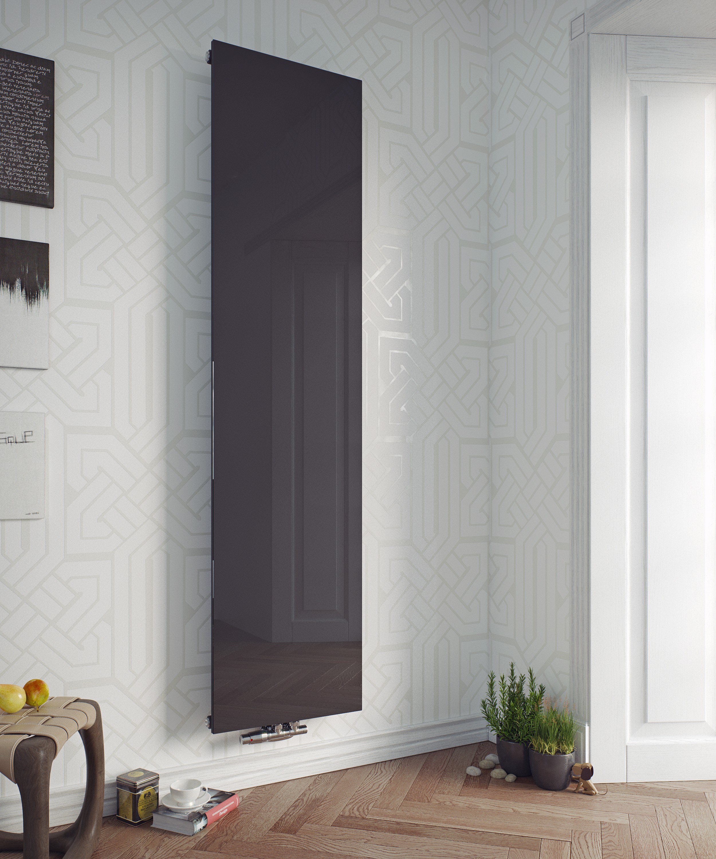 Corpotherma Paneelheizkörper, Heizkörper mit Glasfront Panio Crystal Basic, 6 Größen, 9 Glasfarben