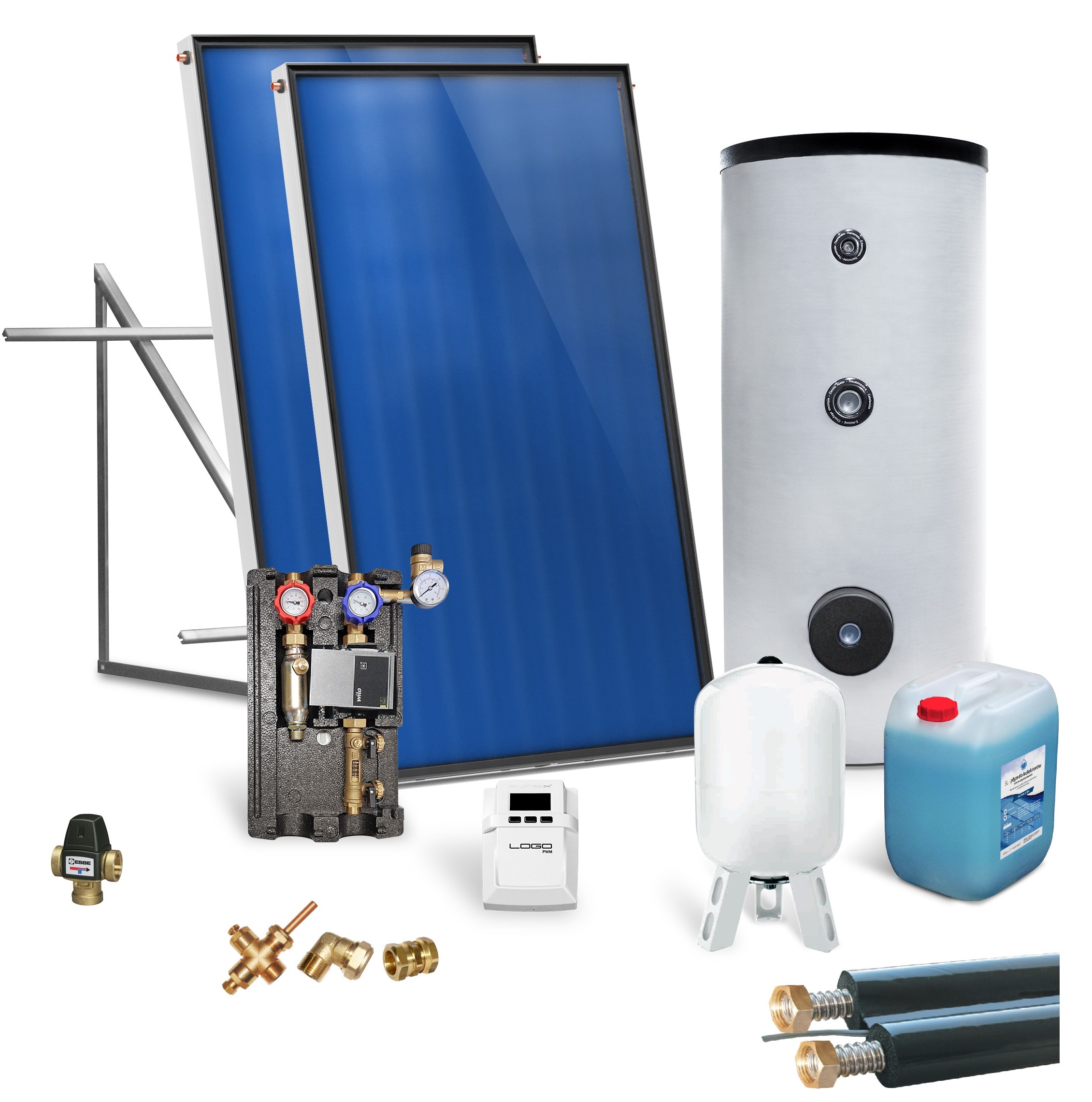 Solarpaket AMX 2.38 2,38- 14,28m² komplett, Solarthermie, Flachkollektor mit Speicher