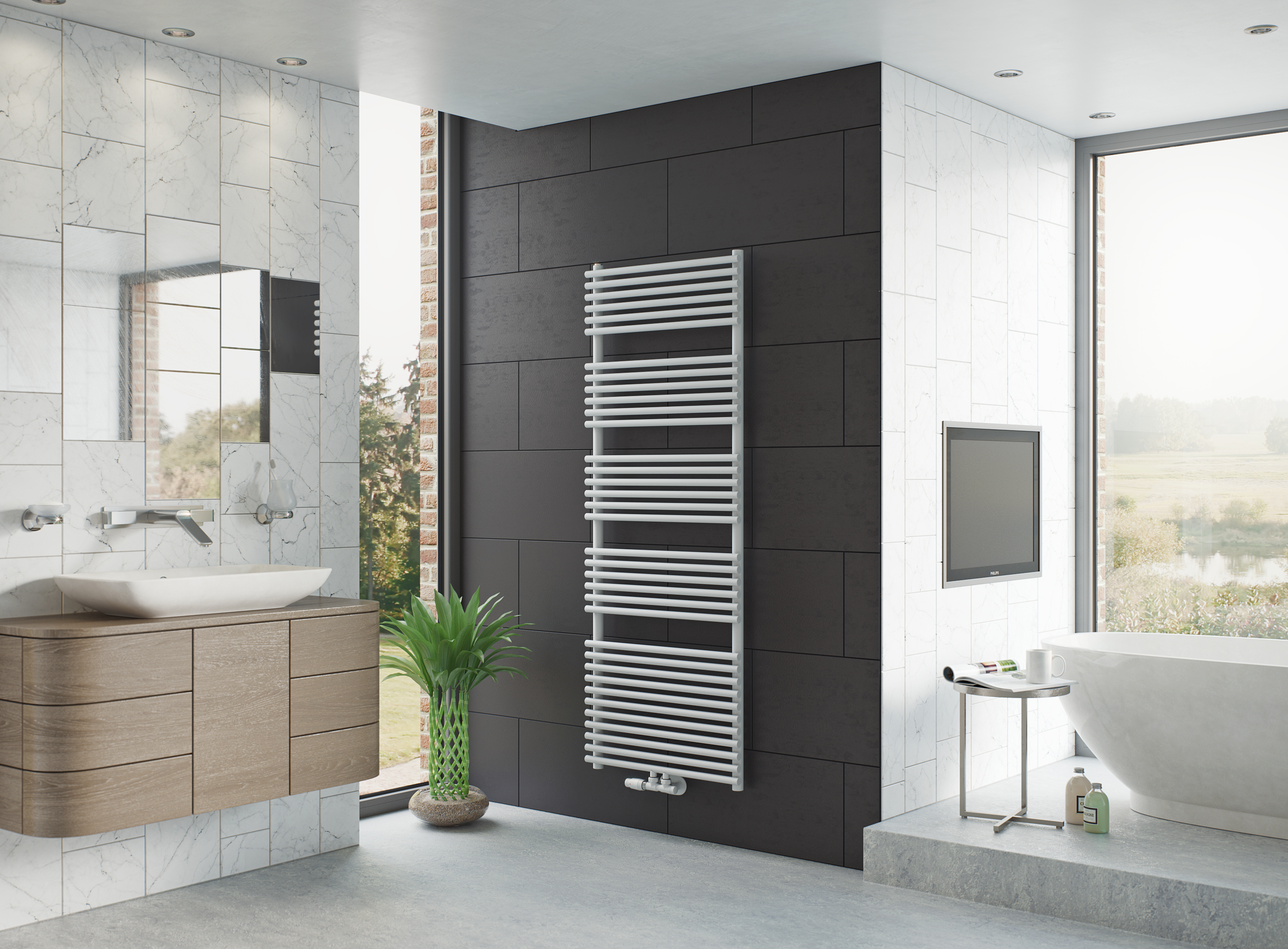 Corpotherma Badheizkörper, Handtuchtrockner Ponera, 1- & 2-lagig, viele Größen, Farben & Anschlüsse