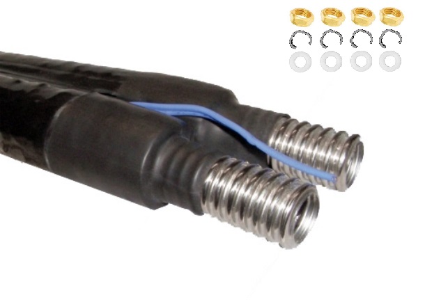 Solarleitung, Solarrohr NanoEINS, Edelstahlwellrohr isoliert mit Fühlerleitung DN12, DN16, DN20, DN25