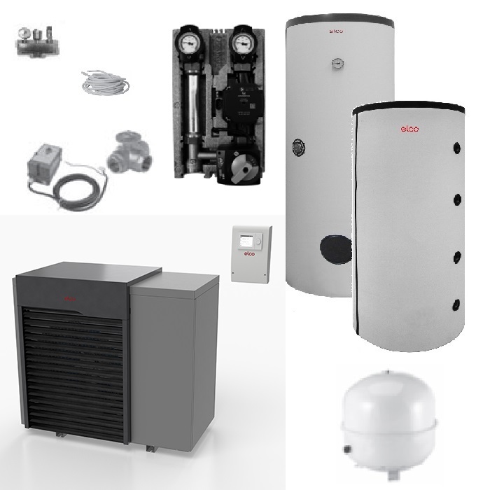 Elco Wärmepumpenpaket SX 7-13 kW mit Regler, Luft/ Wasser Wärmepumpe, R32, inkl. Speicher  