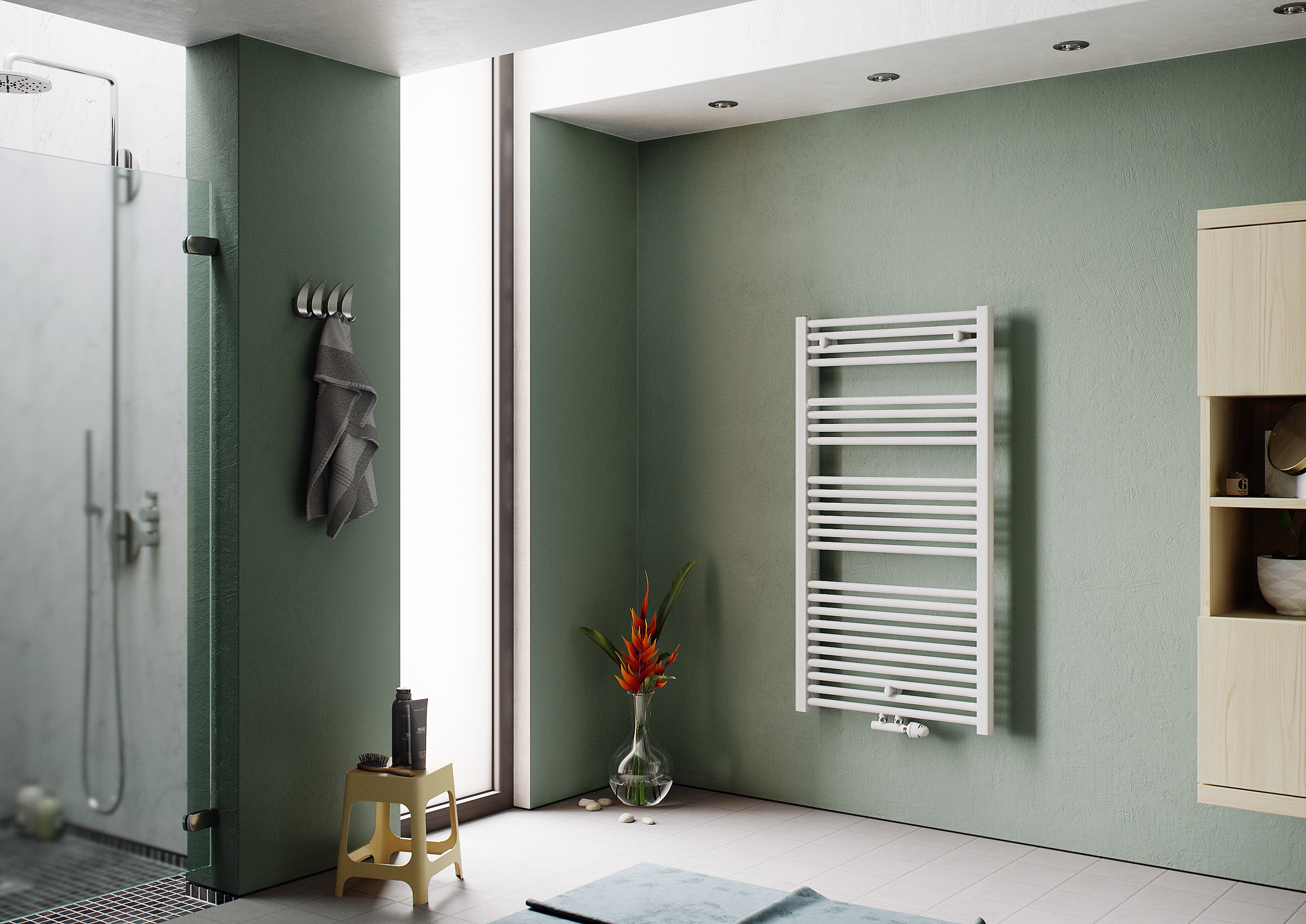 Corpotherma Badheizkörper, Handtuchtrockner Eco, gerade oder gebogen, Standart- & Mittelanschluss