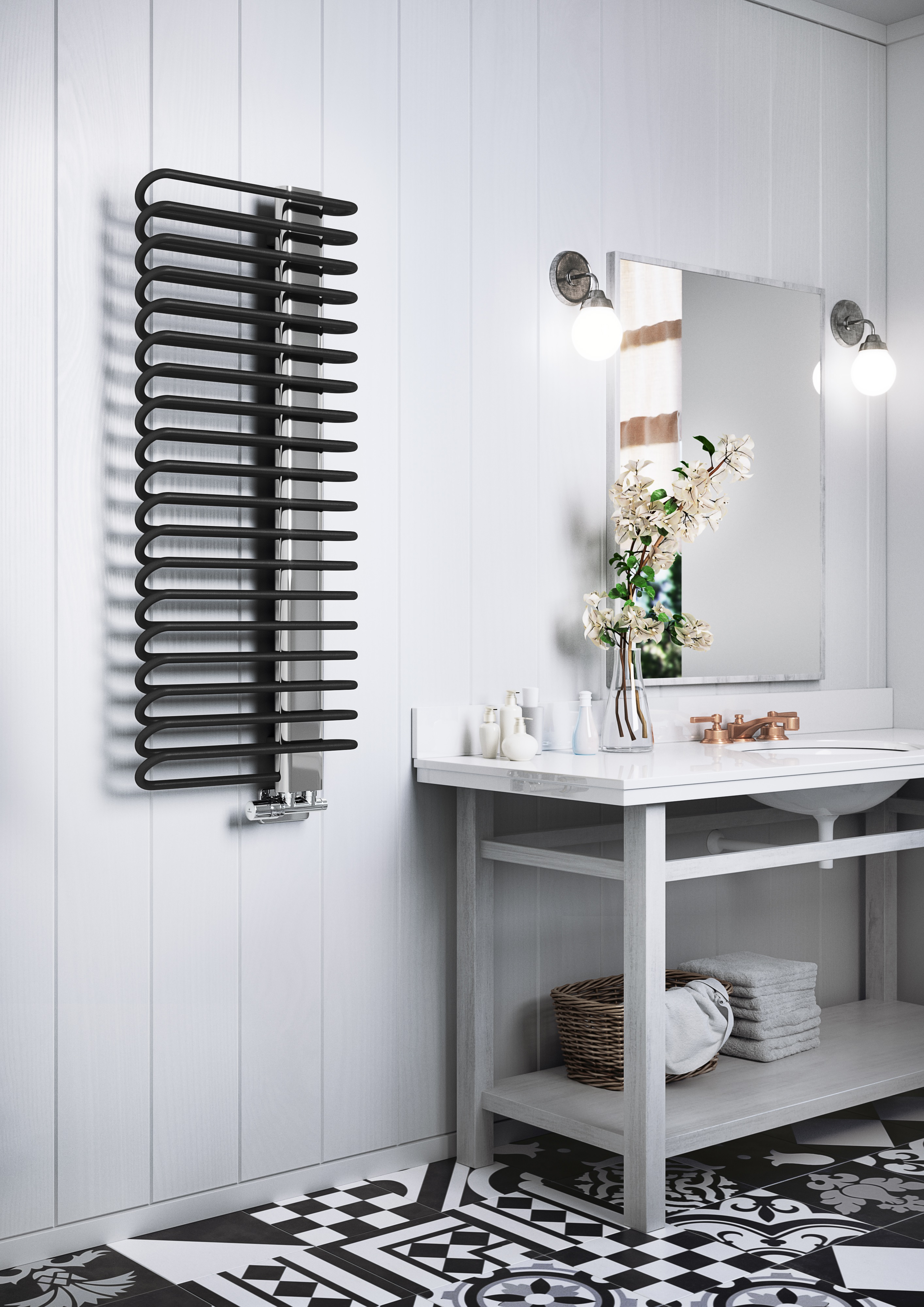 Terma Michelle Elektro Design Badeizkörper, Handtuchtrockner elektrisch, Handtuchwärmer vertikal