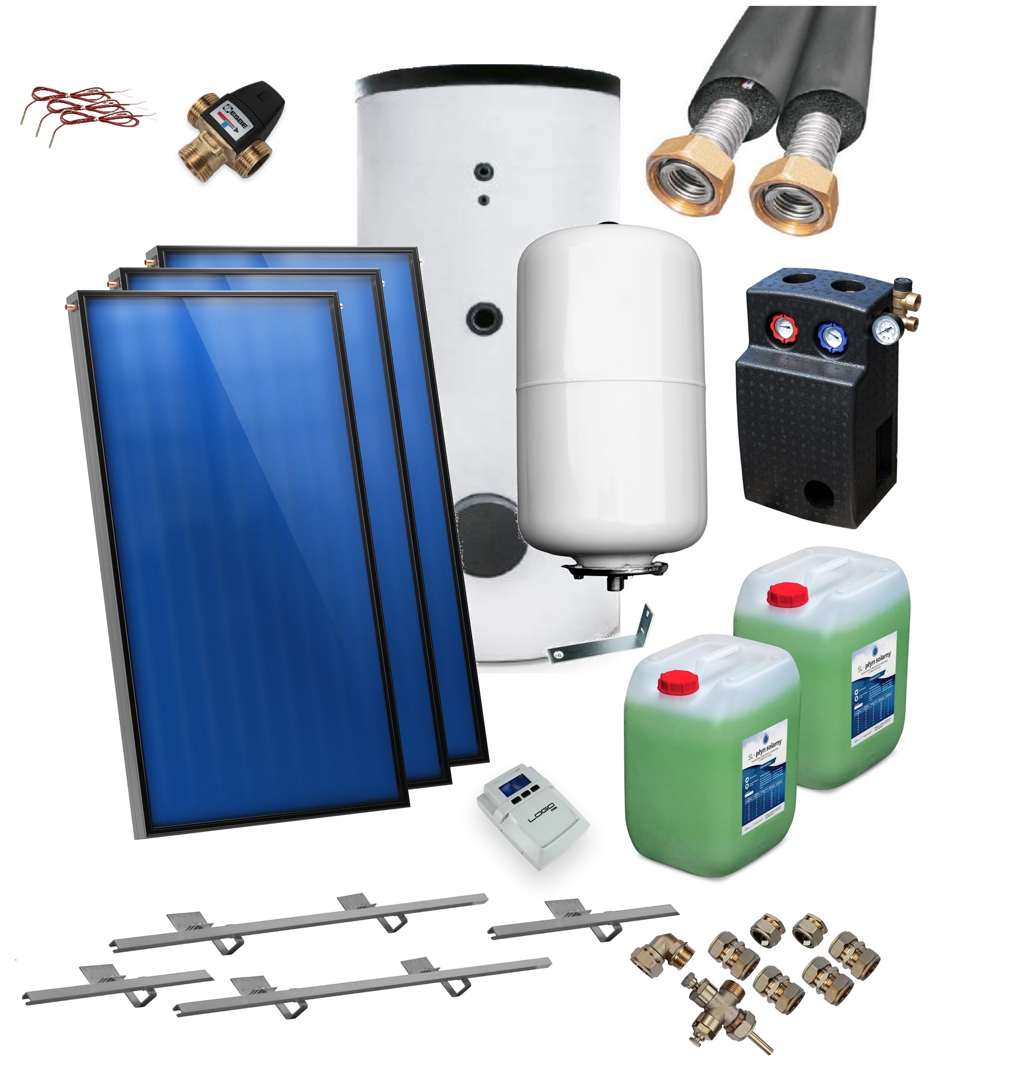 Solarpaket Basicx 4c 2.0 2,02-12,12m² komplett, Solarthermie, Flachkollektor mit Speicher