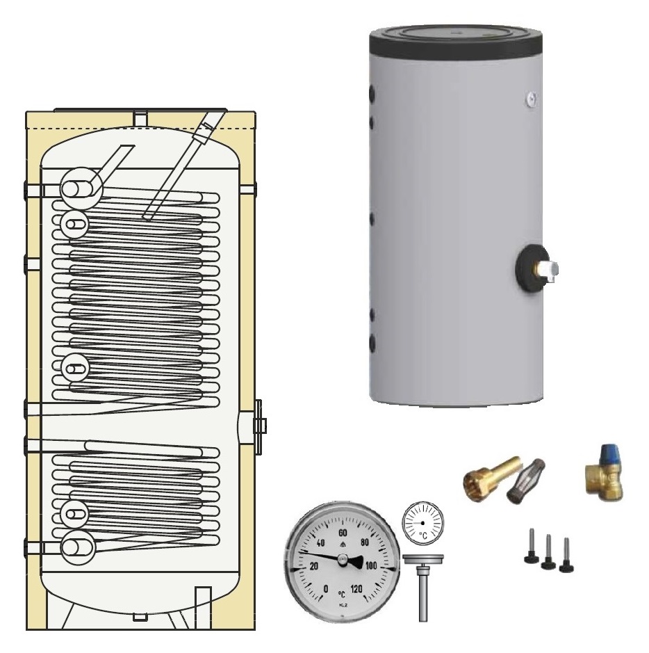 Trinkwasserspeicher Hochleistungsspeicher, 300 - 500l, 2 XL Wärmetauscher 