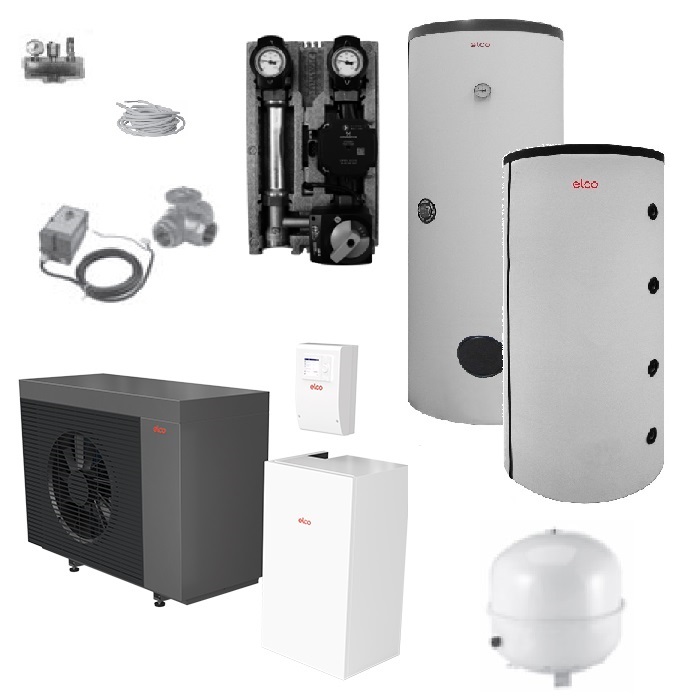 Elco Wärmepumpenpaket SPK 7-10 kW mit Inneneinheit Luft/ Wasser Wärmepumpe, R290, inkl. Speicher 