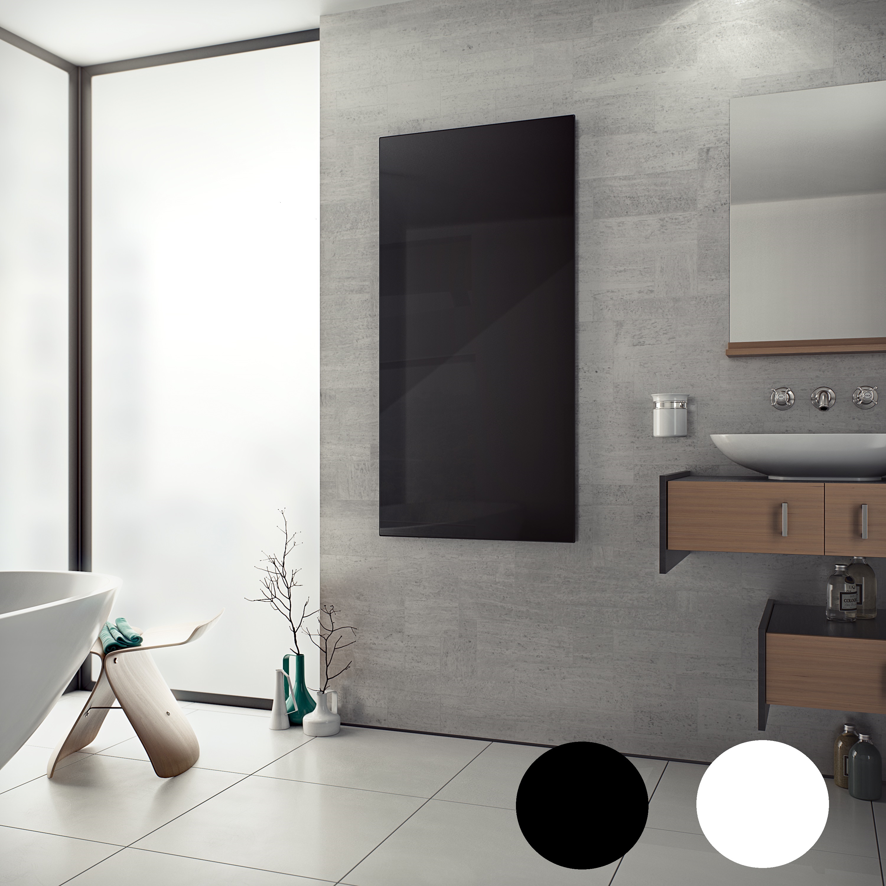 Corpotherma Infrarot Glas Heizkörper, Heizpaneel, 3 Größen, weiß o. schwarz