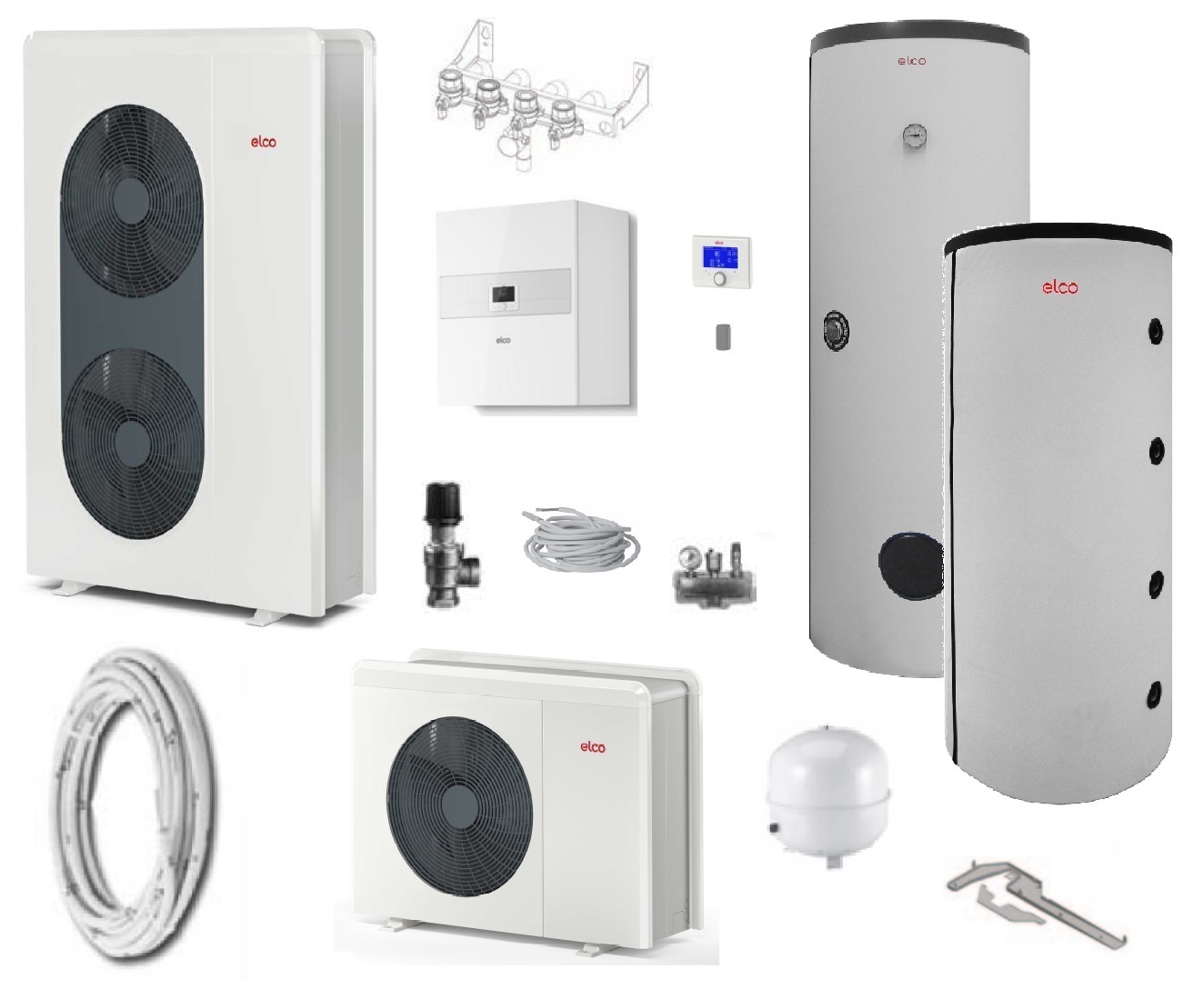 Elco Wärmepumpenpaket Split.2 4-15 kW mit Inneneinheit Luft/ Wasser Wärmepumpe, R32, inkl. Speicher 