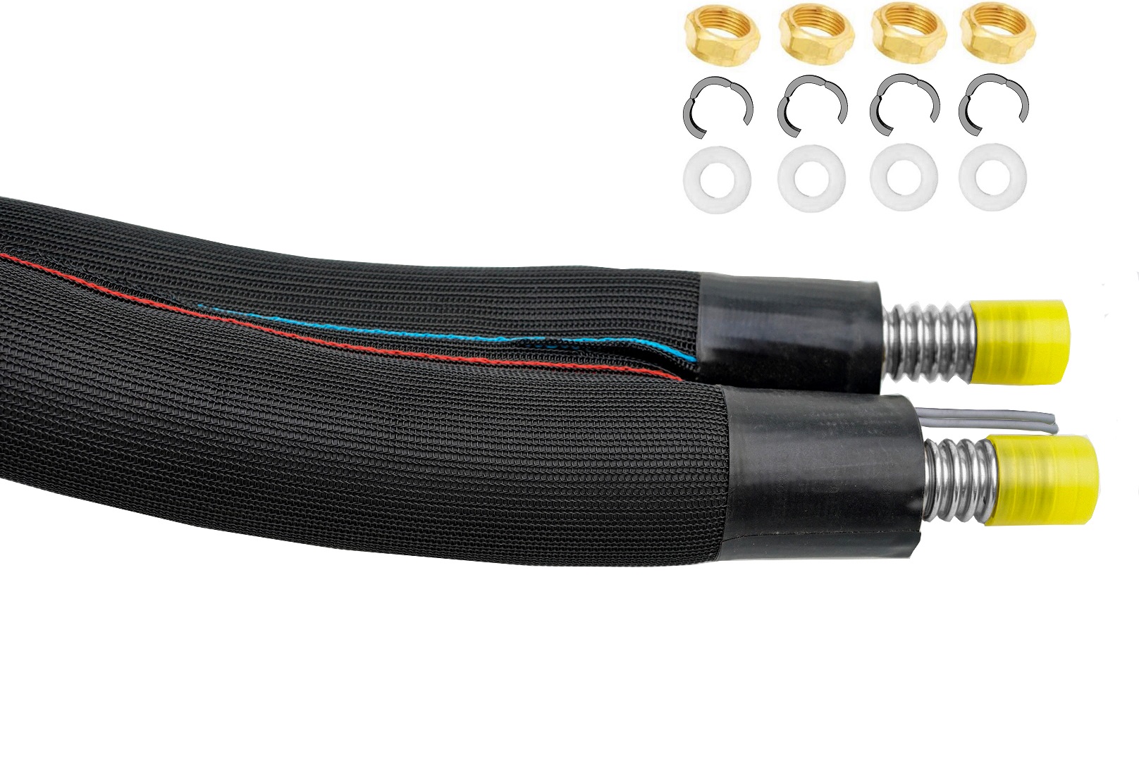 Solarleitung, Solarrohr, Edelstahlwellrohr isoliert mit Fühlerleitung DN16, DN20, DN25