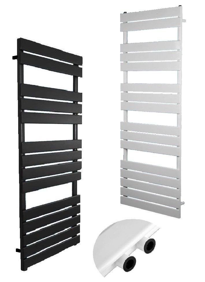 Badheizkörper, Paneelheizkörper Havel, vertikal, 1-lagig mit Mittelanschluss weiß & anthrazit